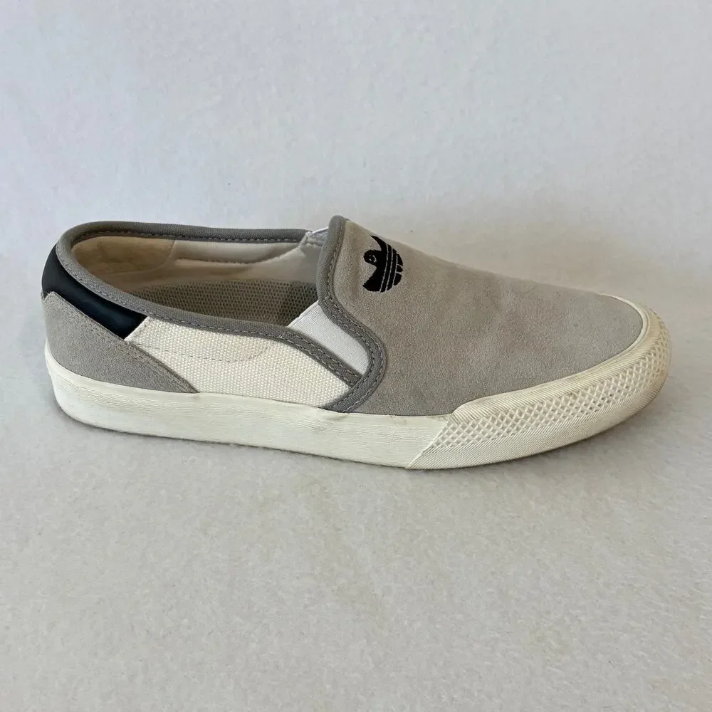 Adidas Original Loafers Slip On Sneakers Mens 8 Gray White Shoes